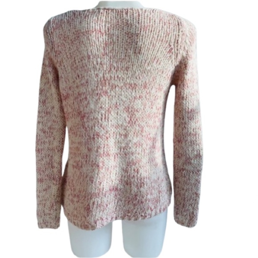 Zara Knit Mohair Asymmetrical High Low Pull Over Cream & Red Size Small - Picture 7 of 12